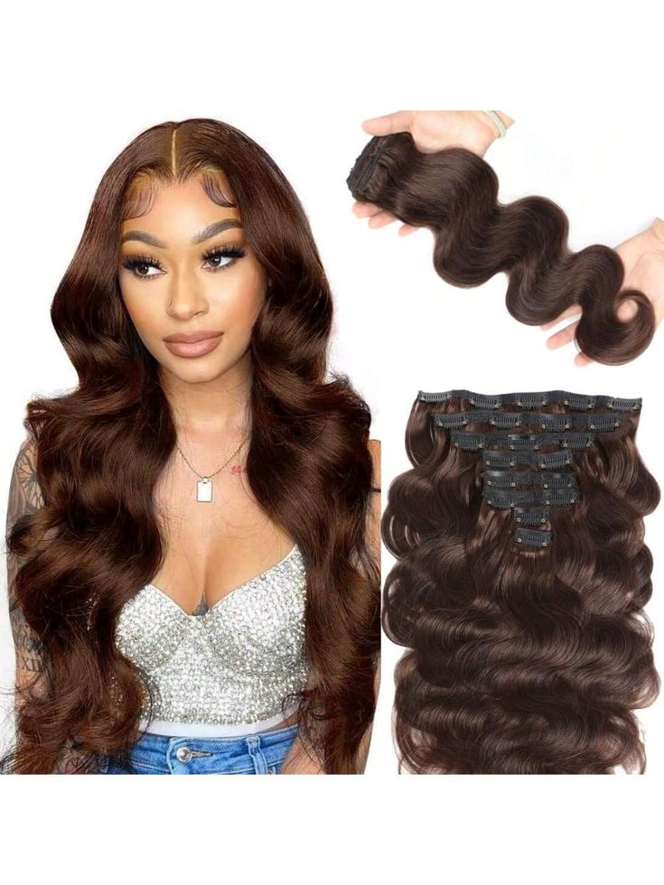Brown wave clip-in