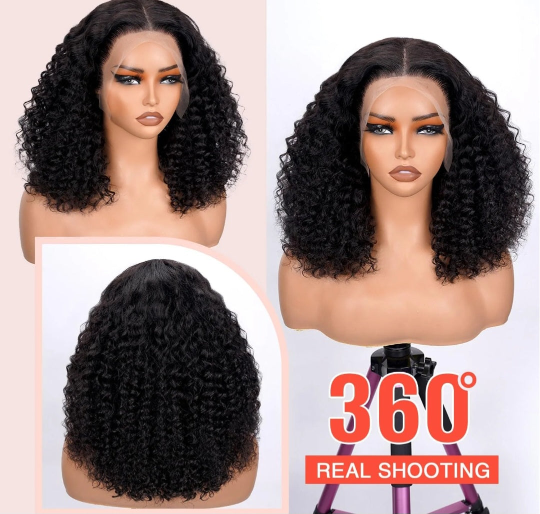 5*5 gluess glueless curly wig human hair